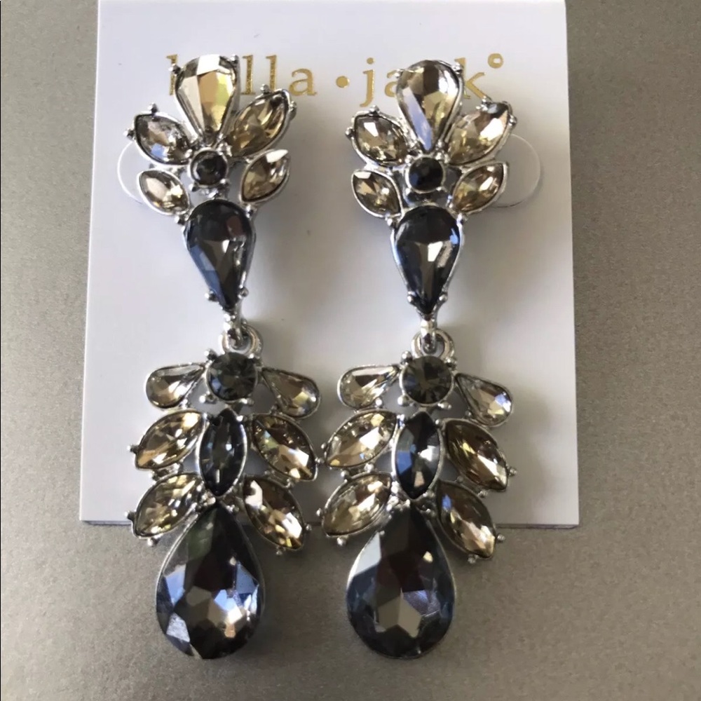 Bella jack Crystal gray tone drop earrings